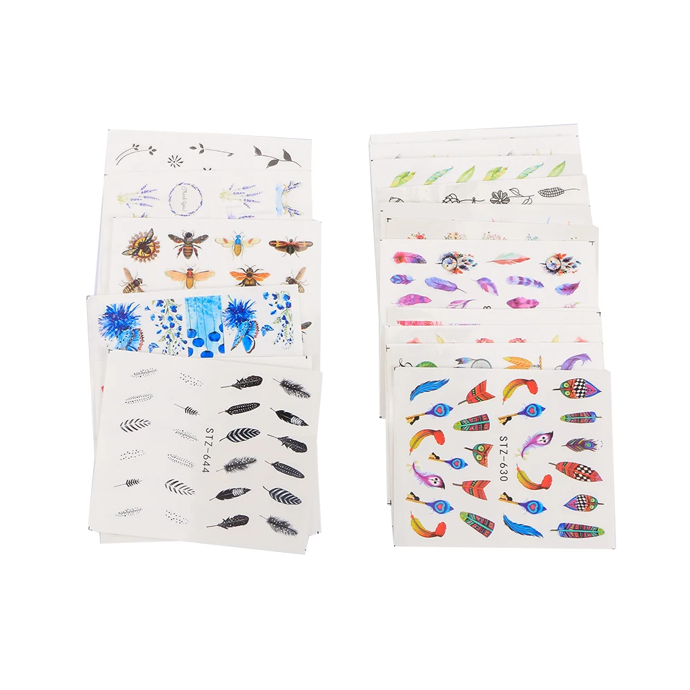 Переводная вода 18 листов сделай сам наклейка на ногти цветок слайдеры Бабочка