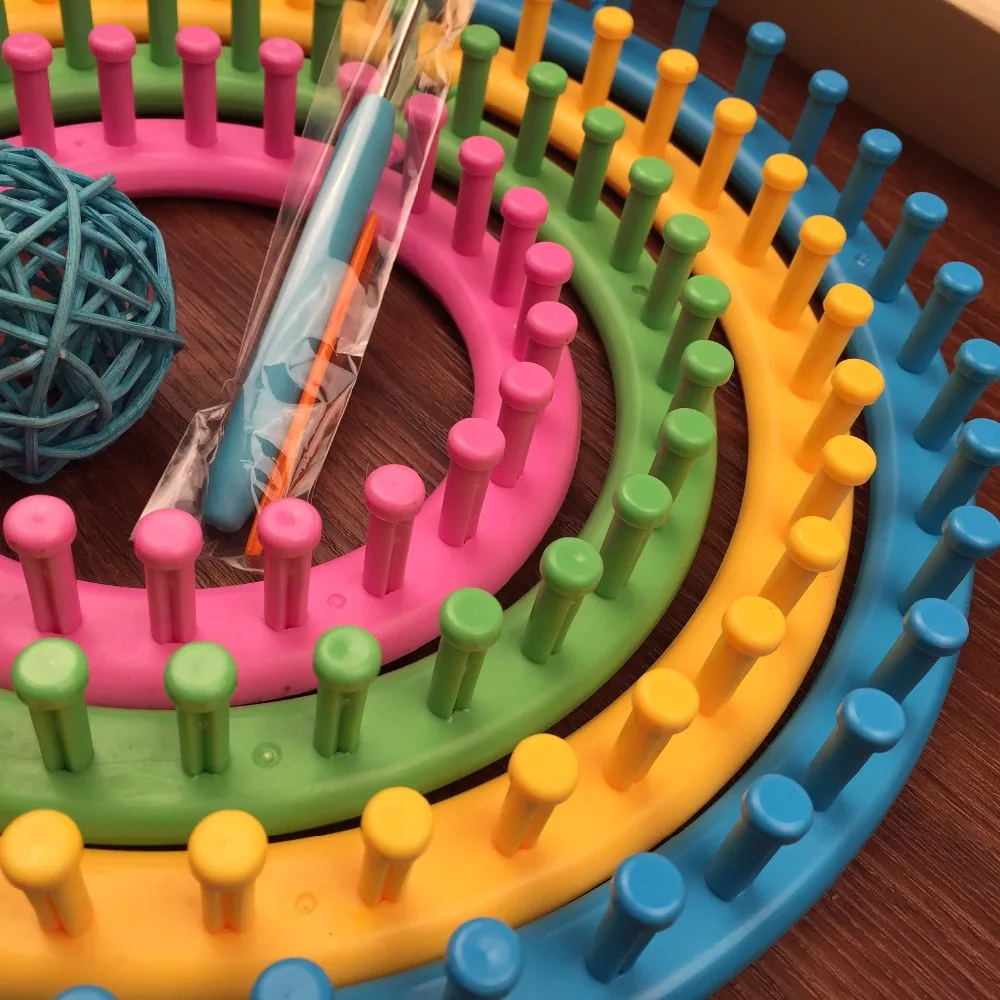 Бесплатная доставка цветной круговой вязальный станок 4 размера 14 см 19 24 29 для