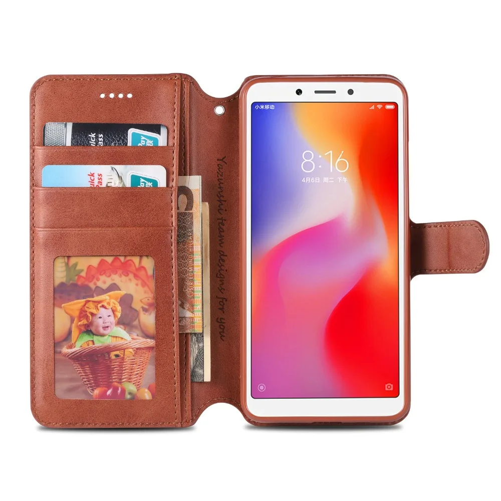 Роскошный чехол на Redmi 6A Чехол кошелек кожаный funda для Xiaomi 6 Футляр телефона с