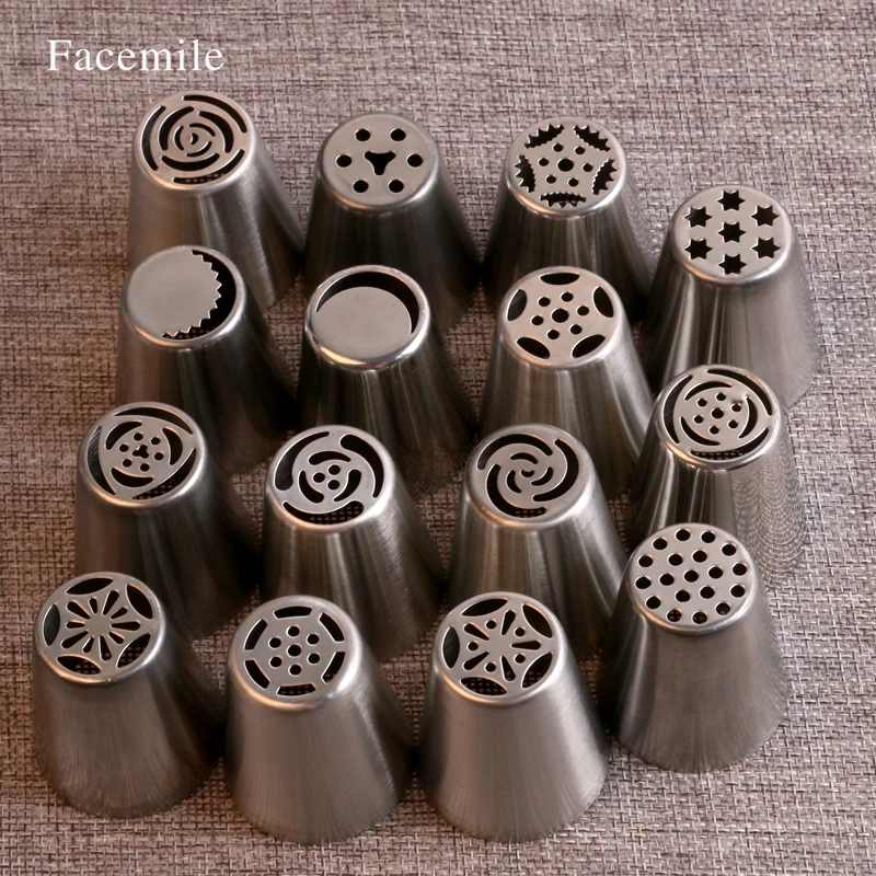 

15pcs stainless steel Russian Tulip Icing Piping Nozzles Gift Sugarcraft Pastry Tips Decorating Fondant Piping Baking sets 52019