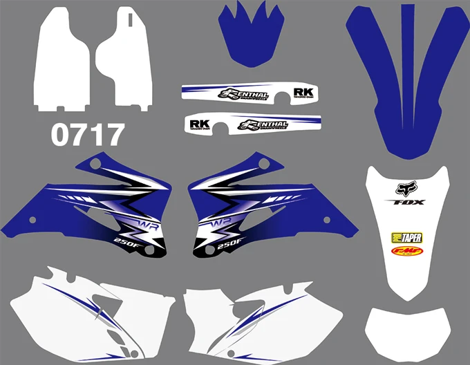 0717 3 м 5 видов стилей команда графика фоны наклейки для YAMAHA WR250F 2007-2013& WR450F 2007 2008 2009 2010 2011 - Цвет: 0717