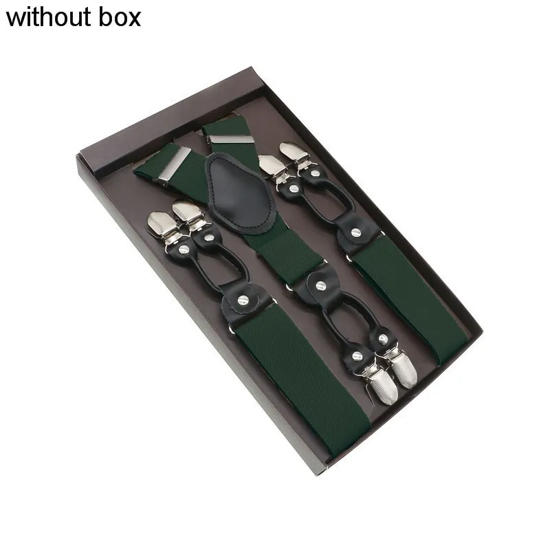11 Black Real Leather 6 Clips Suspenders Braces Vintage Casual Suspensorio Tirante Trousers Strap Bretele Dad/Husband's Gift - Цвет: 11