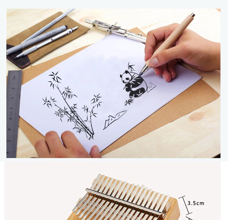 Новое поступление, 17 клавишный палец, калимба Mbira, санза, большой палец, пианино, панда, узор, карманный размер, клавиатура, маримба, дерево, музыкальный инструмент