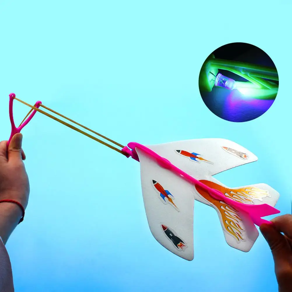 

Kids Toy 2018 New Fashion DIY Flash Toy Ejection Cyclotron Light Plane Slingshot Aircraft For Kids Gift Toys methodical