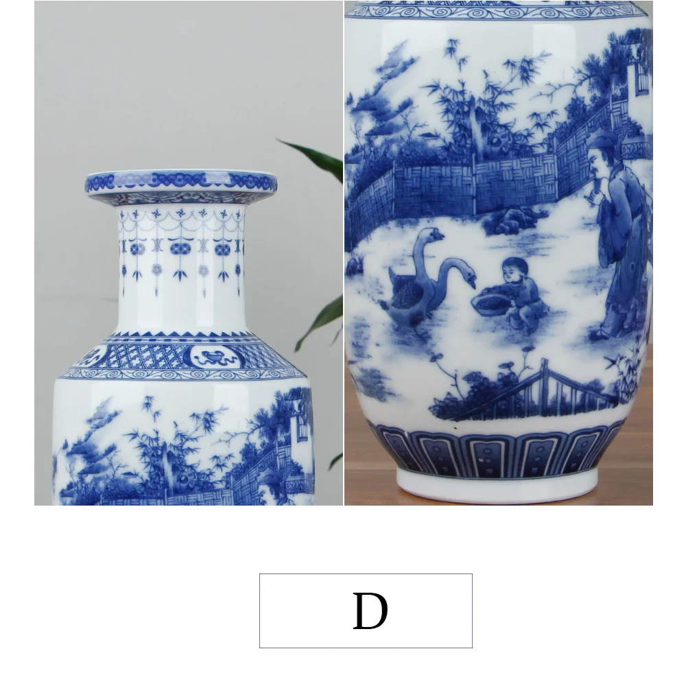 Classic Chinese Blue And White Ceramic Vase Ancient Tabletop Porcelain Flower Vase For Hotel Dining Room wedding Decoration