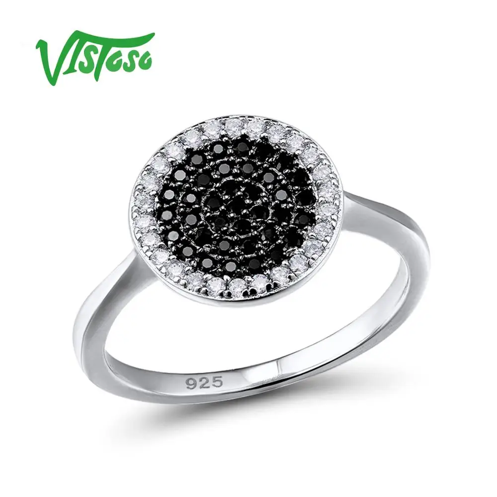 VISTOSO кольца из стерлингового серебра 925 для Для женщин Черный Природный камень