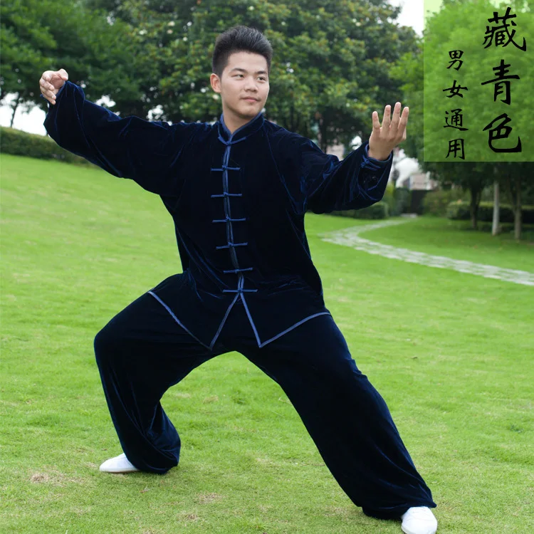 2019 Women Men Thick Warm Kungfu Suit Top Shirt Pants Martial Art Clothing Tai Chi Practice Coral Velvet Winter New | Тематическая