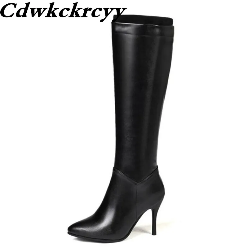 winter New style fashion Sharp head  Fine heel High-heeled Boots  thigh high boots  winter boots for girls plus size 34-45