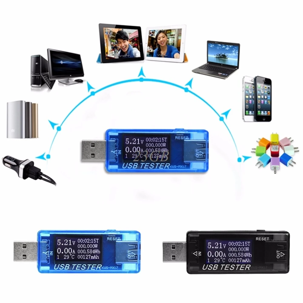 8 в 1 ЖК-дисплей USB детектор напряжения тока тестер емкости зарядного устройства