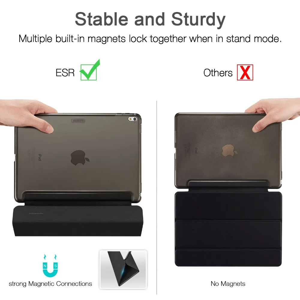 Для iPad Pro 9,7 чехол, ESR Smart Cover с складываются в три раза, подставка для Apple iPad Pro 9,7 дюйма чехол из искусственной кожи A1673/A1674/A1675