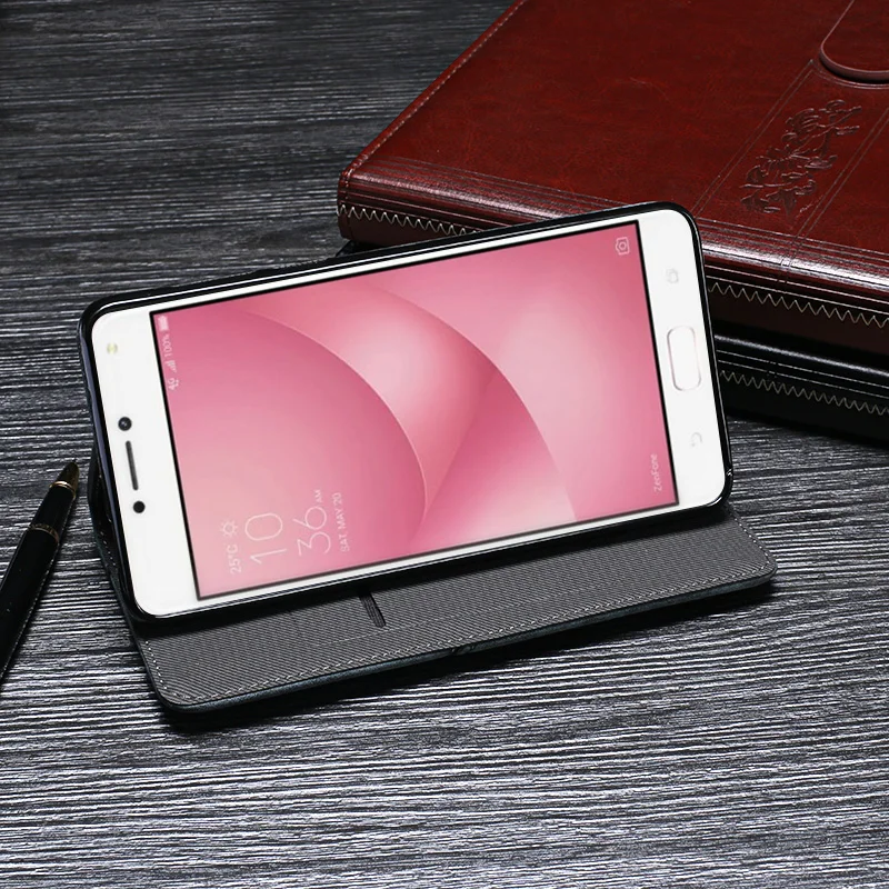 For Asus ZC520KL Case Retro Rivet PU Leather Flip Stand Wallet Phone Coque Cover for Zenfone 4 Max Accessories | Мобильные телефоны