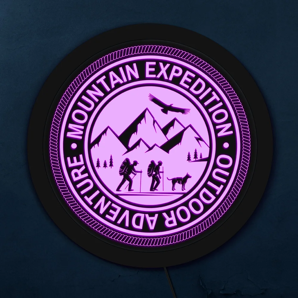 Outdoor Adventure Mountain Expedition Personalised LED Neon Sign Hiking Lighting Wall for Cool Light Climbers Gift | Дом и сад