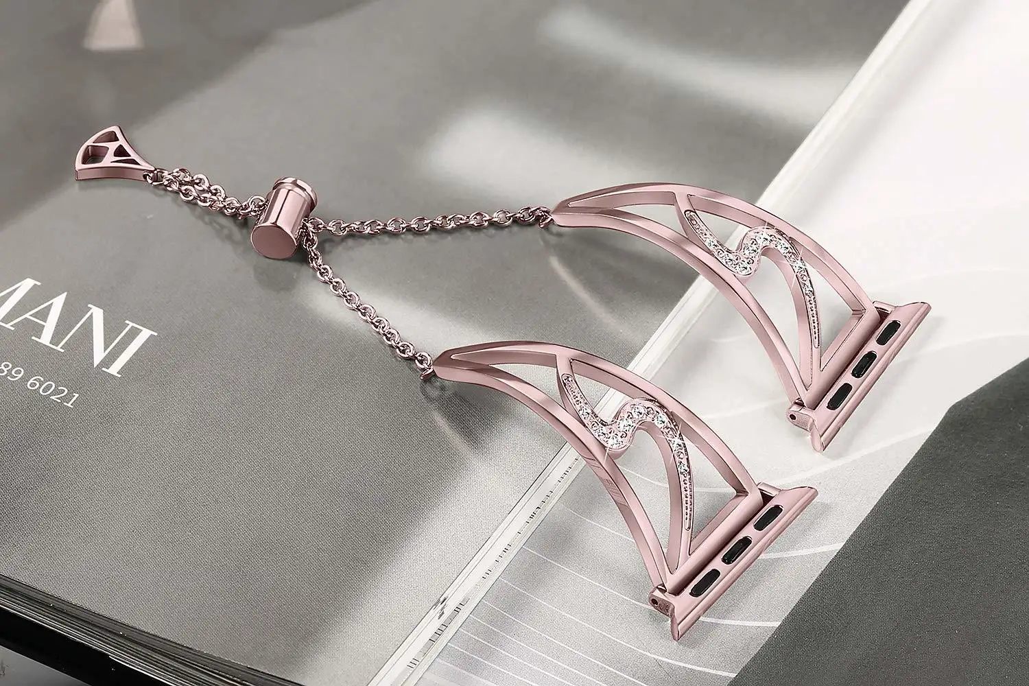 Женский браслет из нержавеющей стали с бриллиантами ремешок для Apple Watch 38 мм 42 40 44