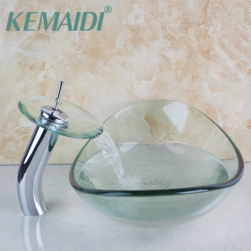 Смеситель для раковины KEMAIDI прозрачный из закаленного стекла|glass vessel|sink bowlbathroom sink