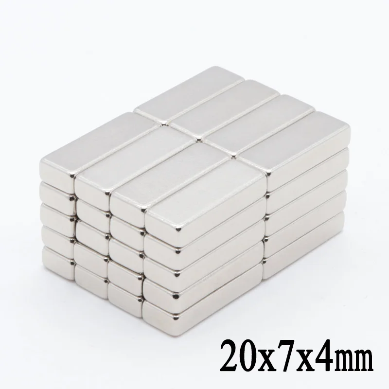 Сильный неодимовый редкоземельный магнит 20x7x4 мм 50 шт. никель художественное