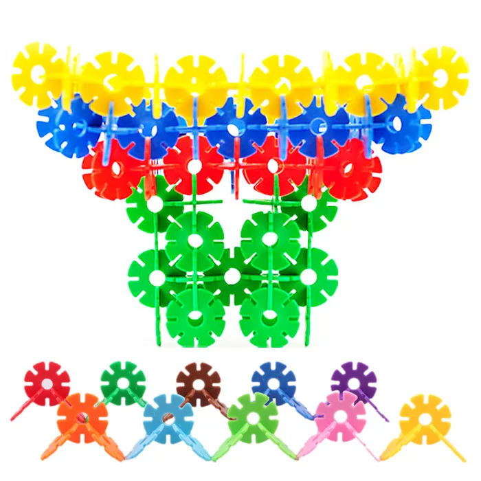 100 шт Детские игрушки для малышей многоцветные строительные снежинки креативное