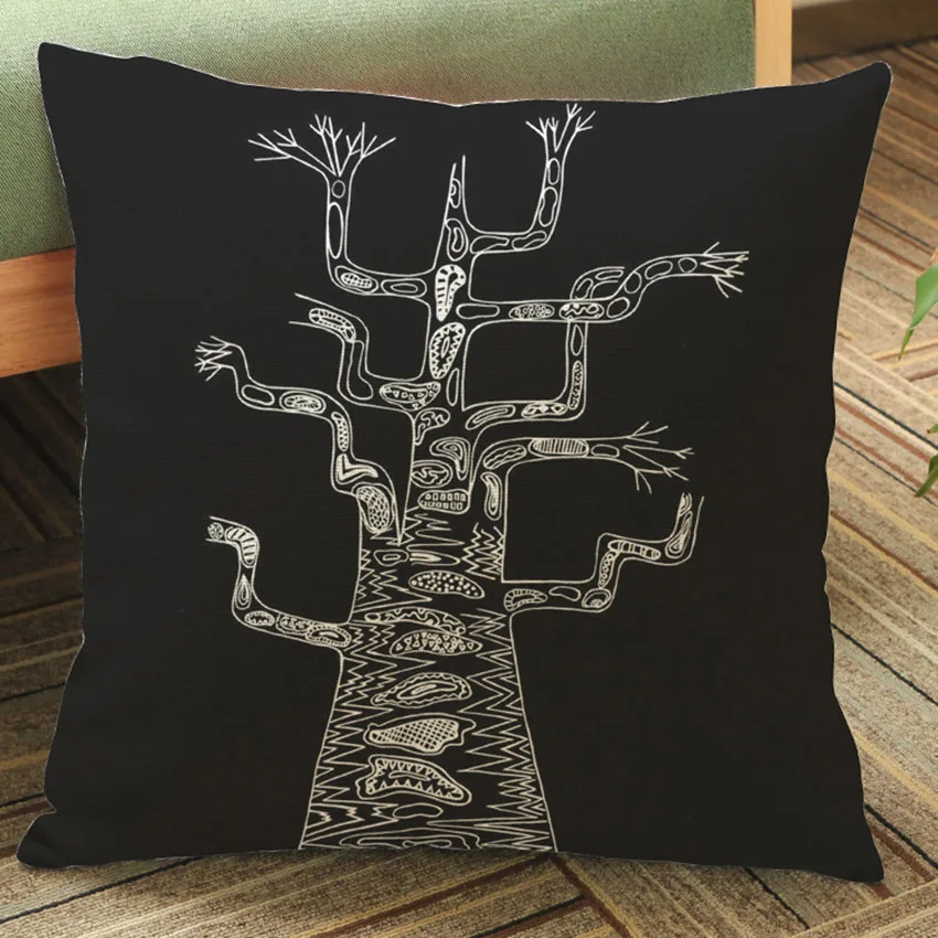 Черный цвет подушка креативный три и цветок чехол для подушки с принтом домашний