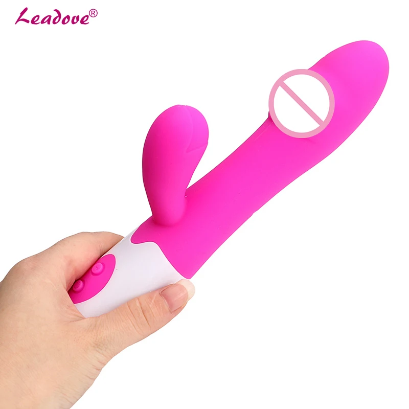 Двойная вибрация силиконовый G Spot фаллоимитатор кролик вибратор для женщин