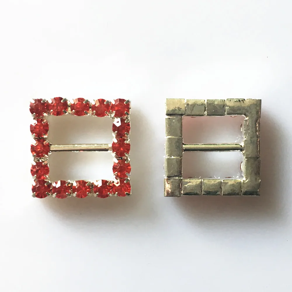 CJSIR 10 шт. DIY мм квадратные красные стразы серебряная металлическая пряжка слайдер