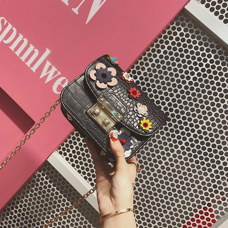 Новинка 2017 года Для женщин Сумки через плечо Модные Цвет цветок Дизайн на Цепи