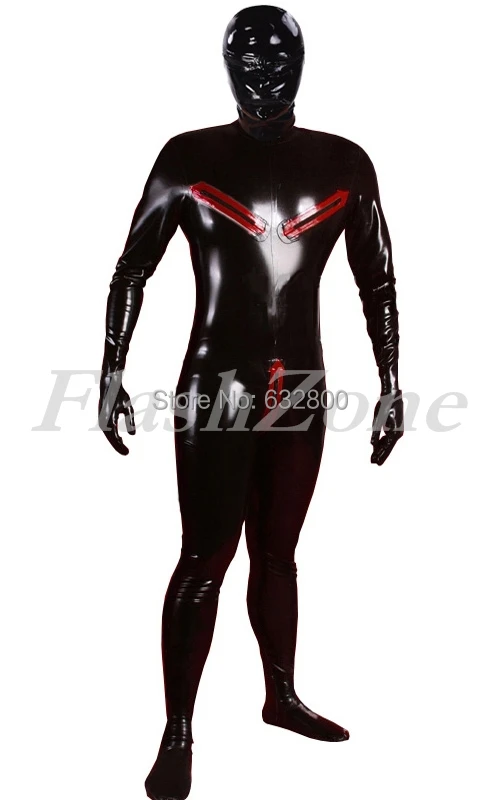 Новое поступление ~ мужской латексный костюм кошки anzug с молнией на