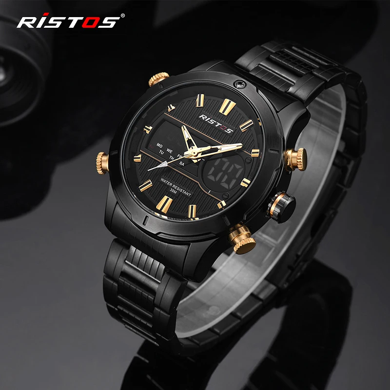 RISTOS Спорт цифровые часы Для мужчин военные электронные наручные светодио дный