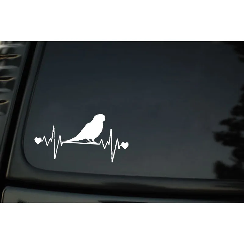 YJZT 16CM*8.1CM Fun Parakeet Lifeline Heartbeat Bird Vinyl Car Sticker Decal Black/Silver C11-1047 | Автомобили и мотоциклы