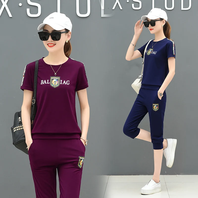 Лето 2019 Весна и Хит новый большой размер модный костюм с коротким рукавом женский