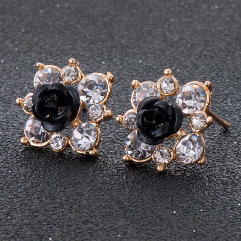 Женские серьги гвоздики с цветком из горного хрусталя высокого качества для