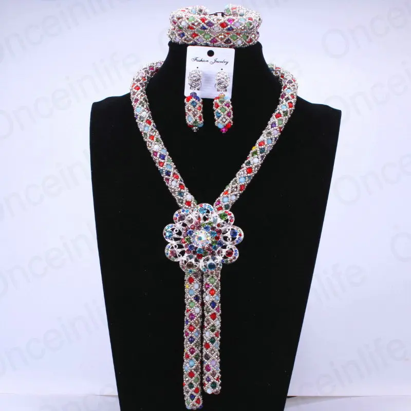 Роскошные свадебные хрустальные бусины комплект новые яркие Цепочки и ожерелья