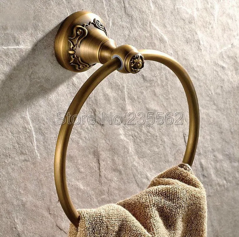 

Antique Brass Wall Mounted Bathroom Shower Towel Ring Holder lba428