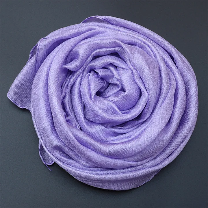 21 light purple ZFQHJJ роскошный брендовый Гладкий парео-шарф для женщин 190x80 см большой льняной Шелковый Хиджаб из саронга шарф Пляжный платок бикини накидка шарфы - Цвет: 21 light purple