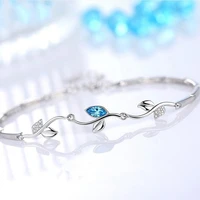 women bracelets silver 925 girls party accessories fashion zircon leaf bracelet for women jewelry princess birthday gift