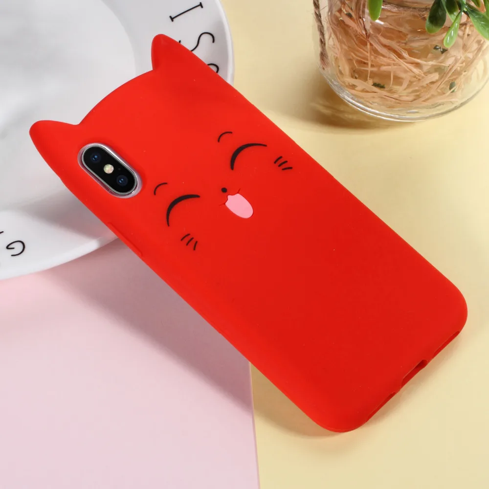 DULCII мягкий чехол для телефона iPhone 6 6S Plus 7 8 X 3D усы Кот силиконовый Коке крышка