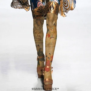 Колготки с принтом Фреска толстые осенне-зимние женские