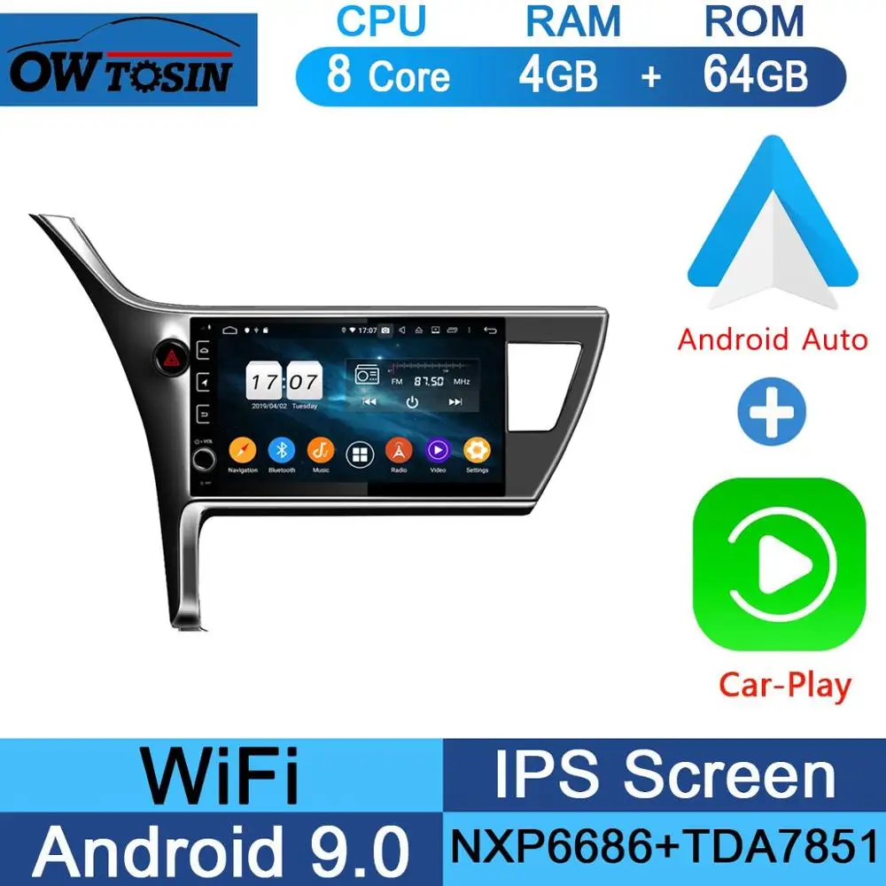 10," ips 8 Core 4G+ 64G Android 9,0 автомобильный DVD плеер gps мультимедийное радио для Защитные чехлы для сидений, сшитые специально для Toyota Corolla LHD CarPlay попугай - Цвет: 64G CarPlay Android