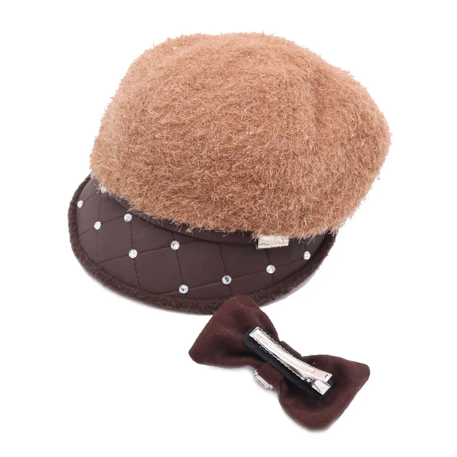 Winter Women Beret Hats Vintage Acrylic Thick Ladies Hat With Cute bow-knot Detachable Casual Female Male Caps 2018 New Arrival |
