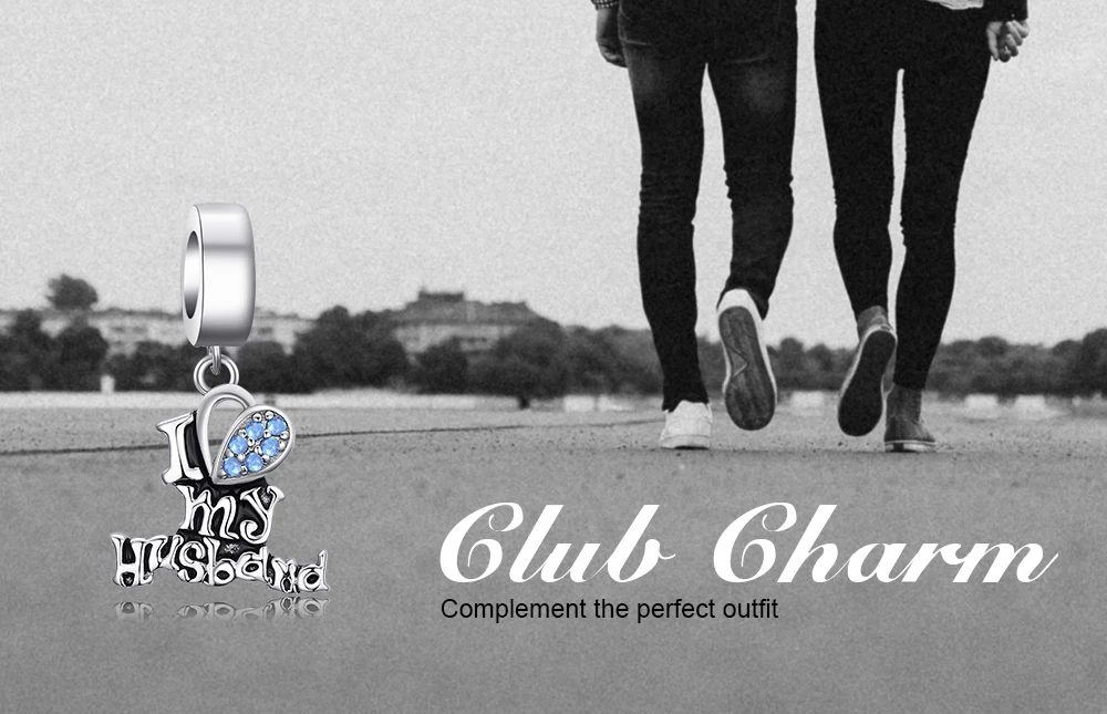 JewelryPalace я люблю своего мужа создан Синий Nano сердце Красивые 925 пробы Серебряный Шарм Fit Браслеты
