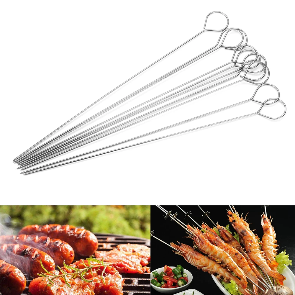 5 шт., круглые шашлыки для жарки мяса, гуся, палочка из нержавеющей стали, игла для барбекю, кухонная утварь, инструменты для пикника, отдыха на природе