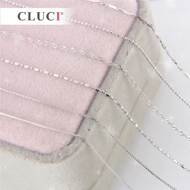 CLUCI Настоящее серебро 925 проба цепочка для ожерелья Изготовление ювелирных изделий из драгоценных камней женские ожерелья аксессуары Регулируемая цепочка серебро 925
