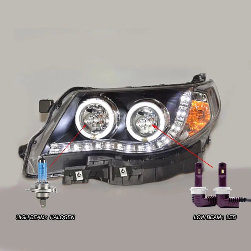 Высококачественный чехол для автомобиля для Subaru Forester 2008-2012 фары светодиодный фары DRL Объектив Двойной Луч Ксенон - Цвет: LED 6000K