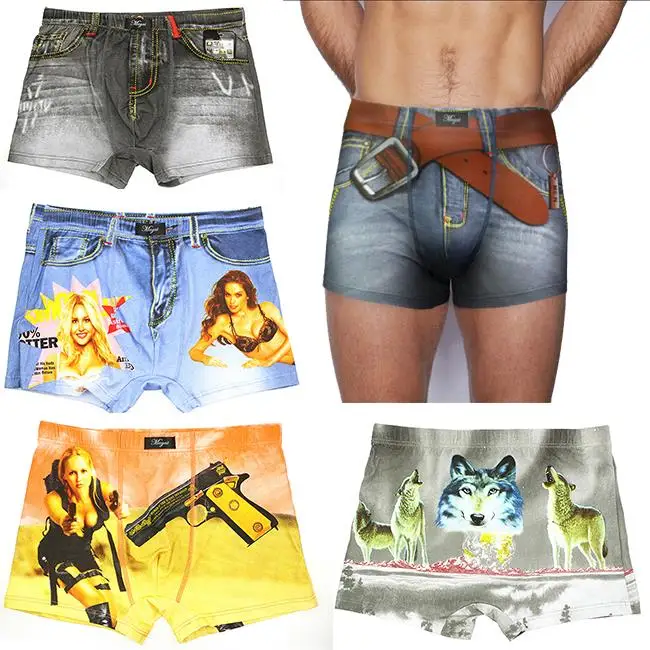 Мужские трусы боксеры с принтом s джинсовые шорты из хлопка и спандекса|boxers cotton|mens