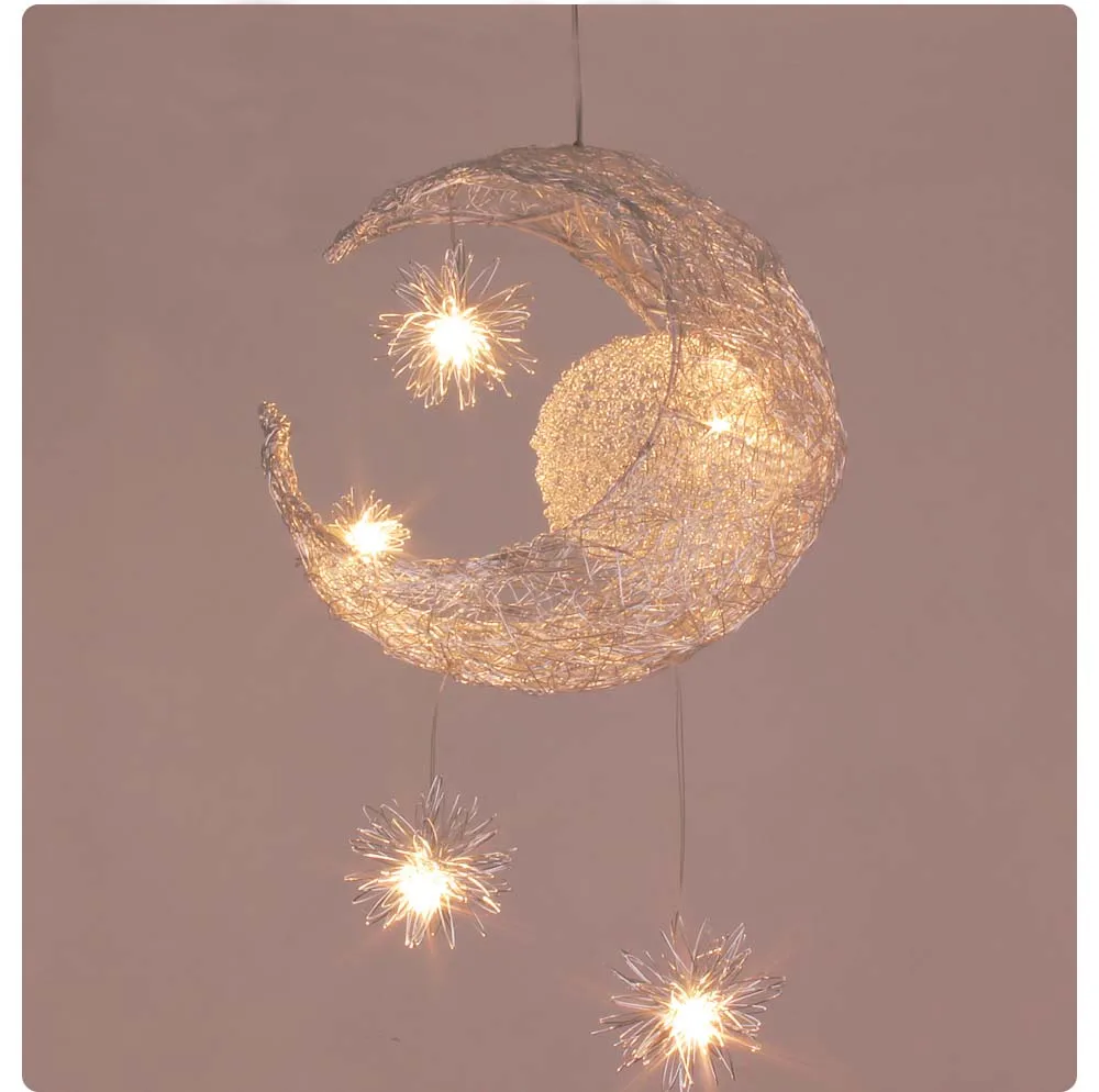 Kid's Room Lighting Modern Fashion Moon&ampStar Pendant Lights Child Bedroom Lamps Aluminum Chander for Living Home Decoration | Лампы и