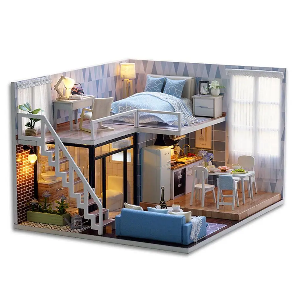Миниатюрный Кукольный домик 3D Деревянный паззлы DIY Кукольный дом комплект ручной работы игрушка в подарок для обувь девочек кукольные домики