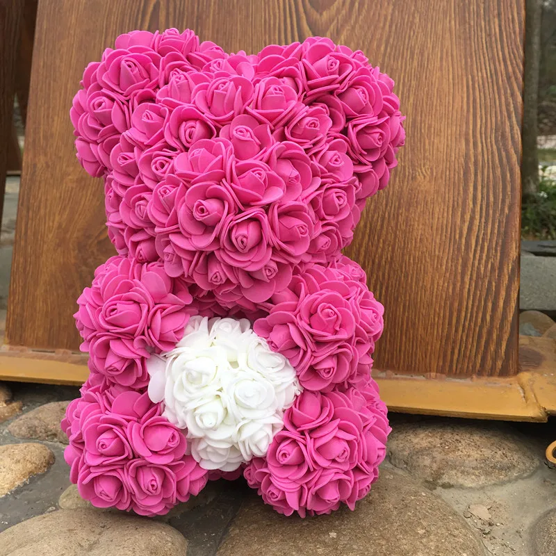 25 см Цветы Роза Медведь кукла ПЕНА РОЗА мишка тедди с сердцем подруга лучший