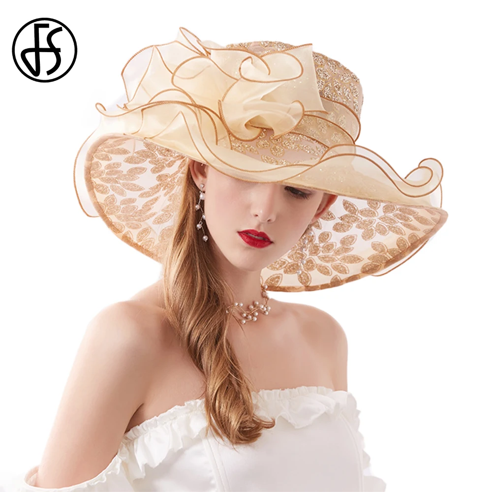 FS 2021 элегантные шляпки для женщин с широкими полями из органзы Цветочная