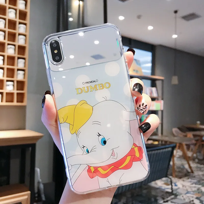 Мультяшный зеркальный чехол с изображением слона для iPhone XS Max XR Чехлы 6 S 7 8 Plus X