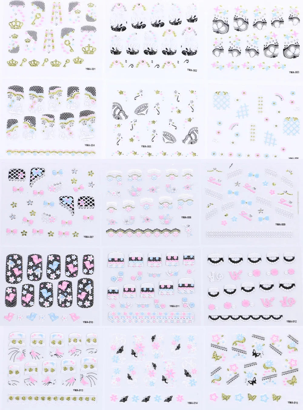 30 листов белое стикеры 3D на ногти Nail Art ожерелье Ювелирное Украшение клей для