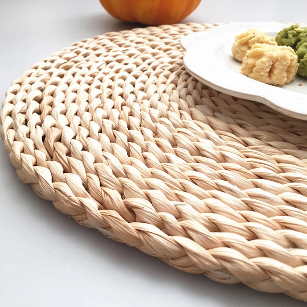 Rattan Weave Insulation Placemat Round Oval Placemat Dining Table Heat Insulation Mat Kitchen Decor
