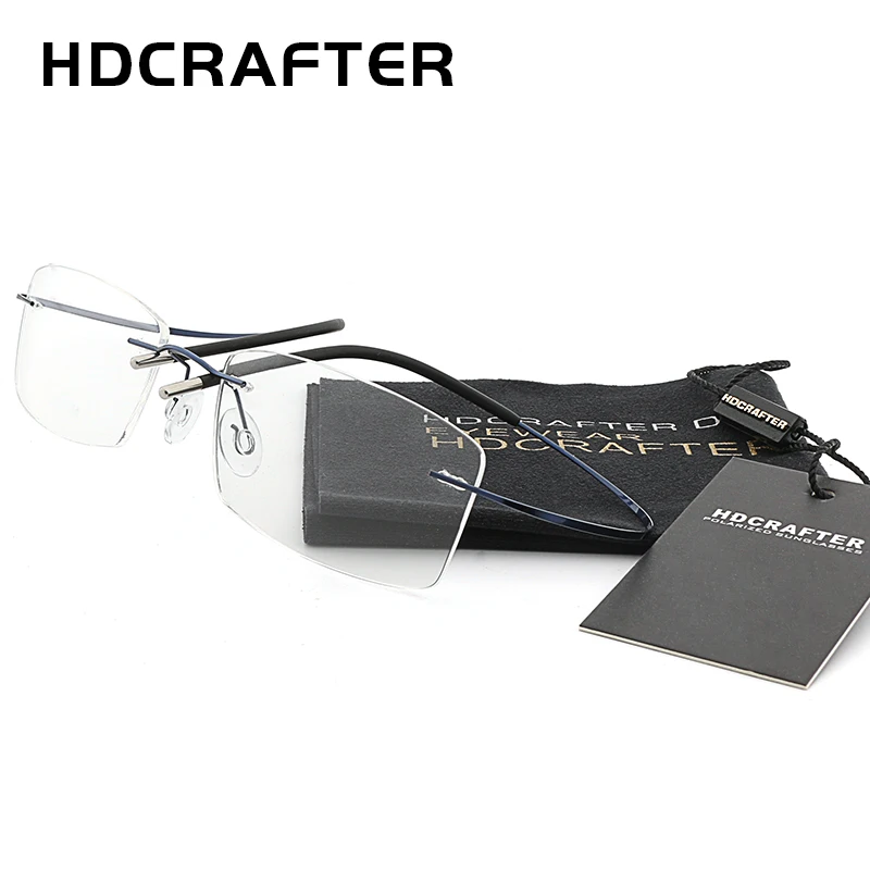 Мужская оправа без оправы HDCRAFTER легкая титановая для очков по рецепту